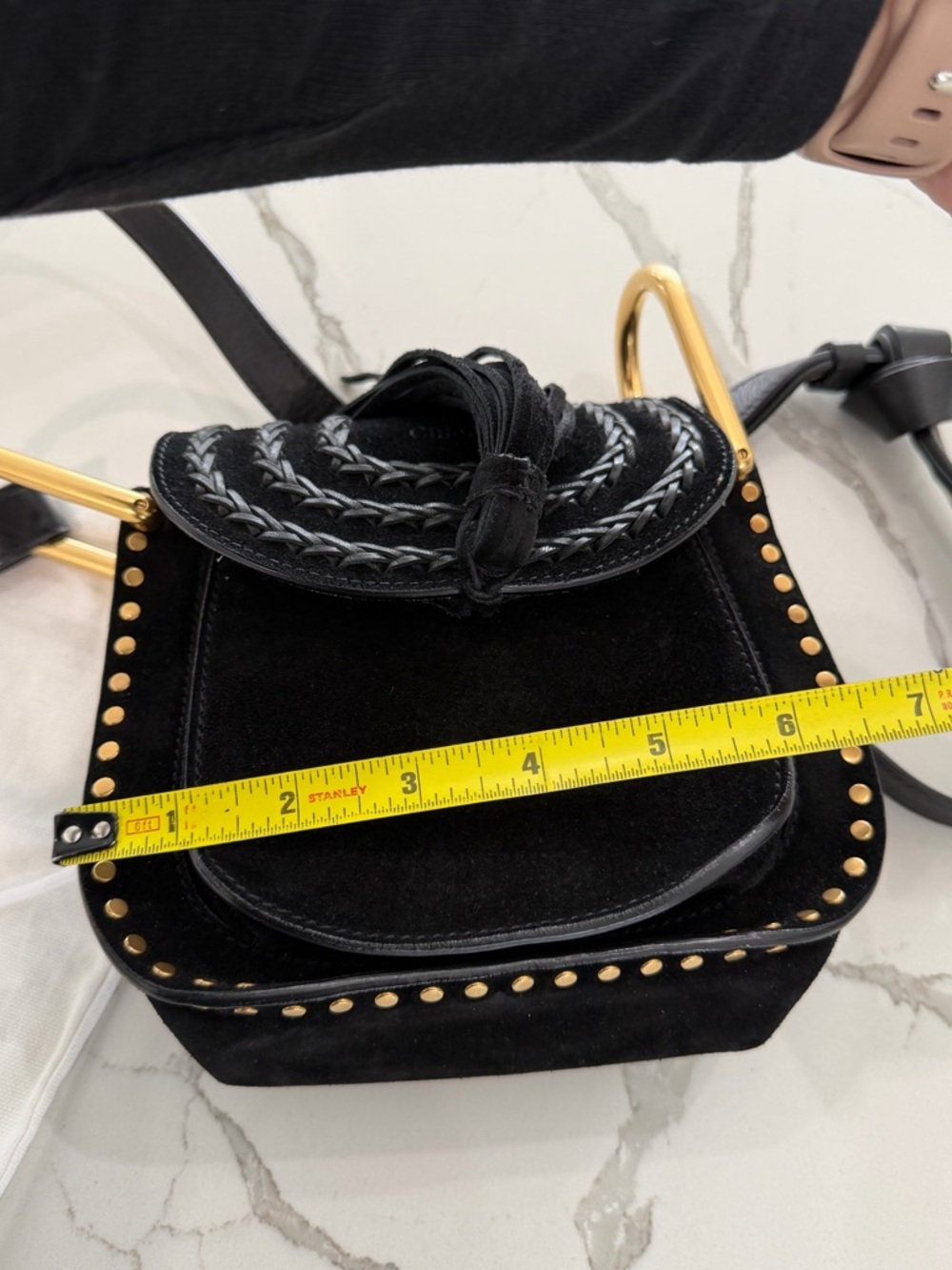 Chloe hudson Crossbody Bag suede with Gold accents black - Picture 7 of 14